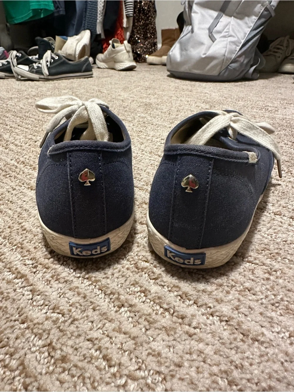 Keds Navy Canvas Sneakers with Cream Laces